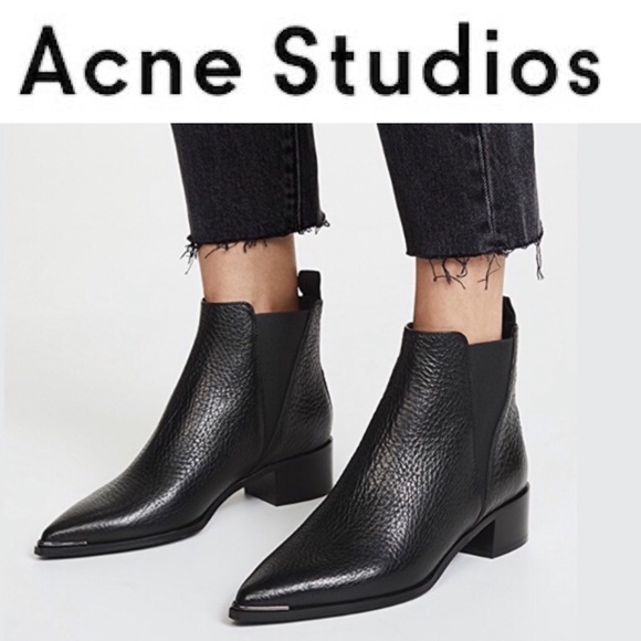 Acne Studios Shoes - Acne Studios Black Jensen Grain Chelsea Booties 38